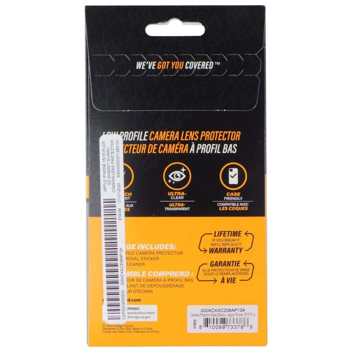 Invisible Gadget Guard Invisible Gadget Guard Camera Protector iPhone 15 / 15 Plus Black — product photo