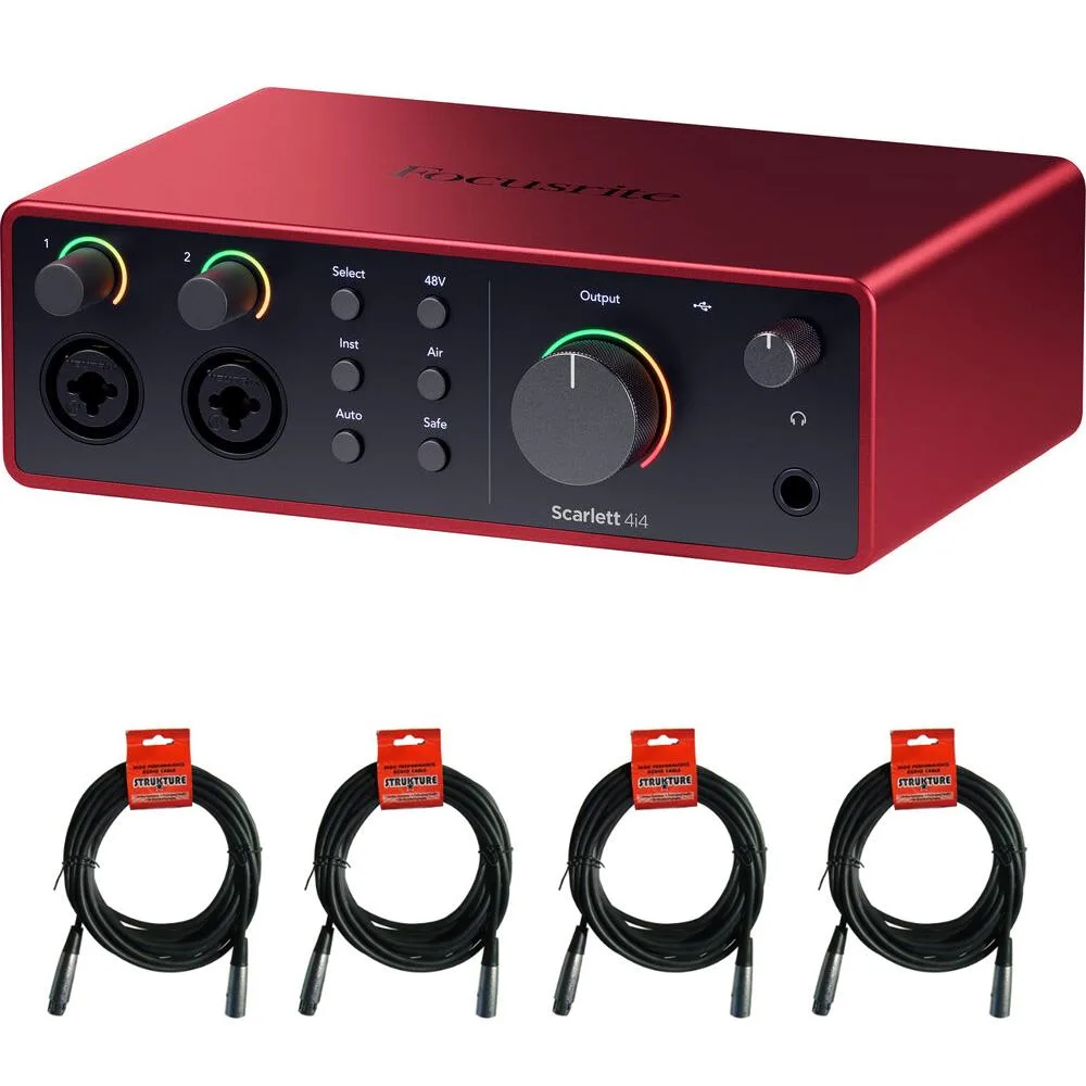 Focusrite Focusrite Scarlett 4i4 4th Gen Audio Mixer with 4 XLR Cables — product photo