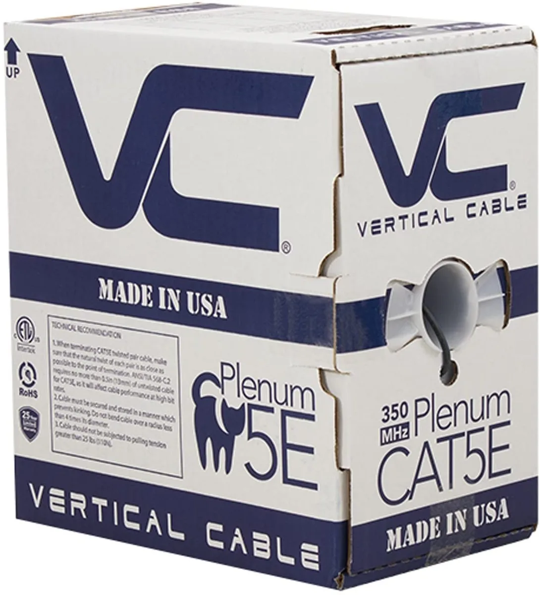 FireFold FireFold CAT5E-1KPLN-USA-BLK 1000ft 24AWG Cat5e 350MHz UTP Plenum Black — product photo