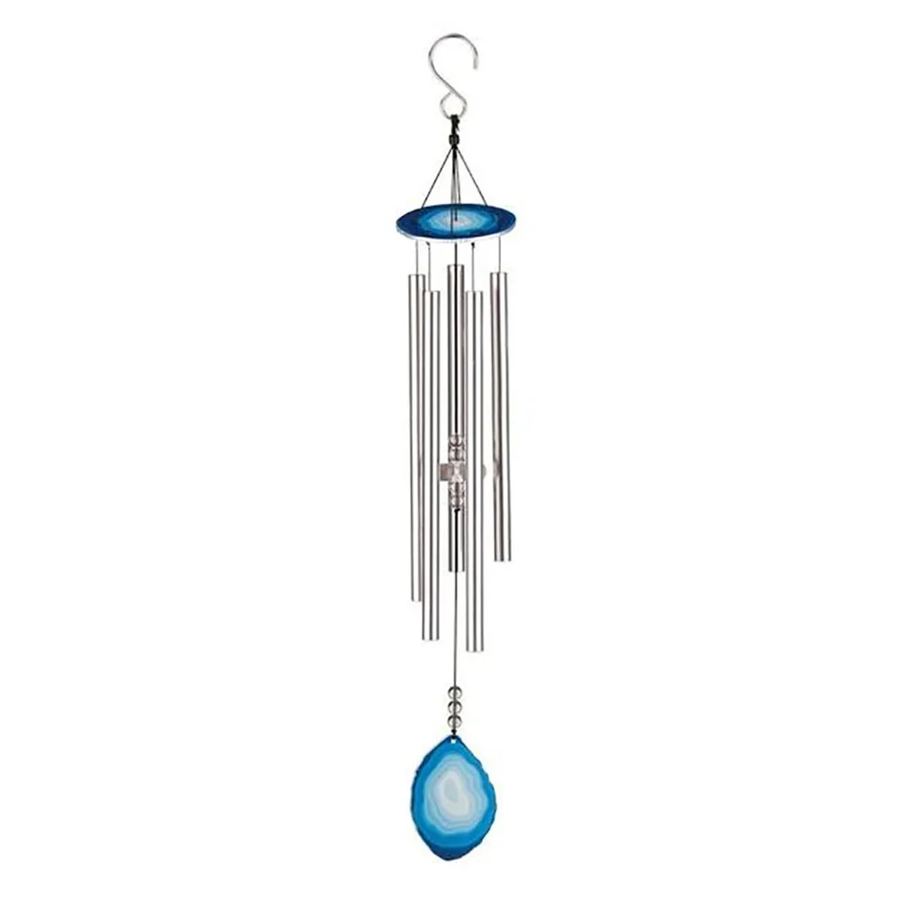 32 inch Agate Chime Blue with stone canopy and acrylic knocker