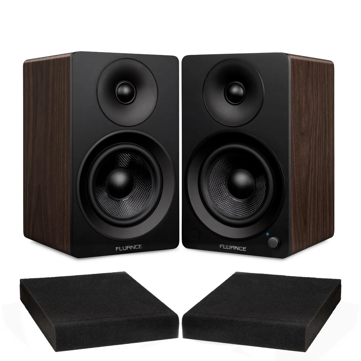 Fluance Fluance Ai41 Natural Walnut 2.0 Powered Bookshelf Speakers 90W 5" Bluetooth 5.0 with Isolation Pads — product photo