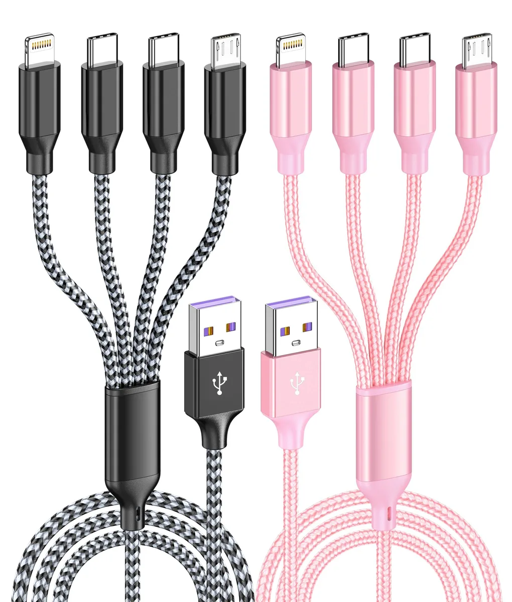 No Sew No Sew 4 in 1 Multi Charging Cable 3 ft Black 2 Pack — product photo