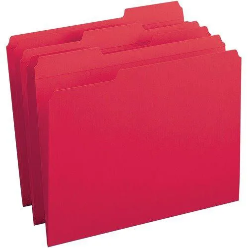 Red file folders with reinforced tabs, 100 pack