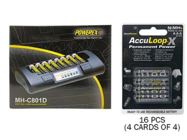 Maha Energy Corp. Maha Energy Corp. MH-C801D 8-Cell Charger with 16 AAA 1100 mAh NiMH Batteries — product photo