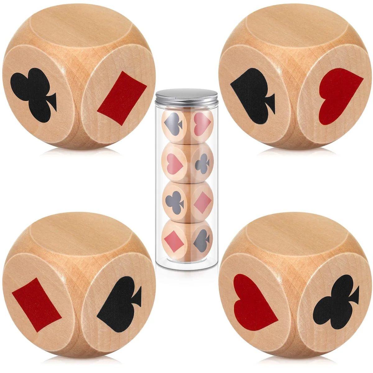  Worry Free Gadgets QAR3575 4 Wooden Dice 1.57" with Storage Box 7.09x2.56" Game — product photo