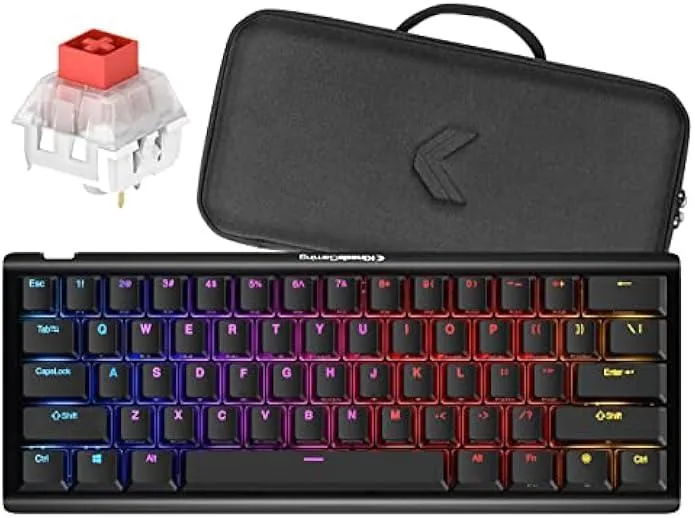 TAURKENAM TAURKENAM TKO Gaming Keyboard 60% Kailh Box Red Split Spacebar Hotswap PBT Aluminum SF Shock Edition — product photo