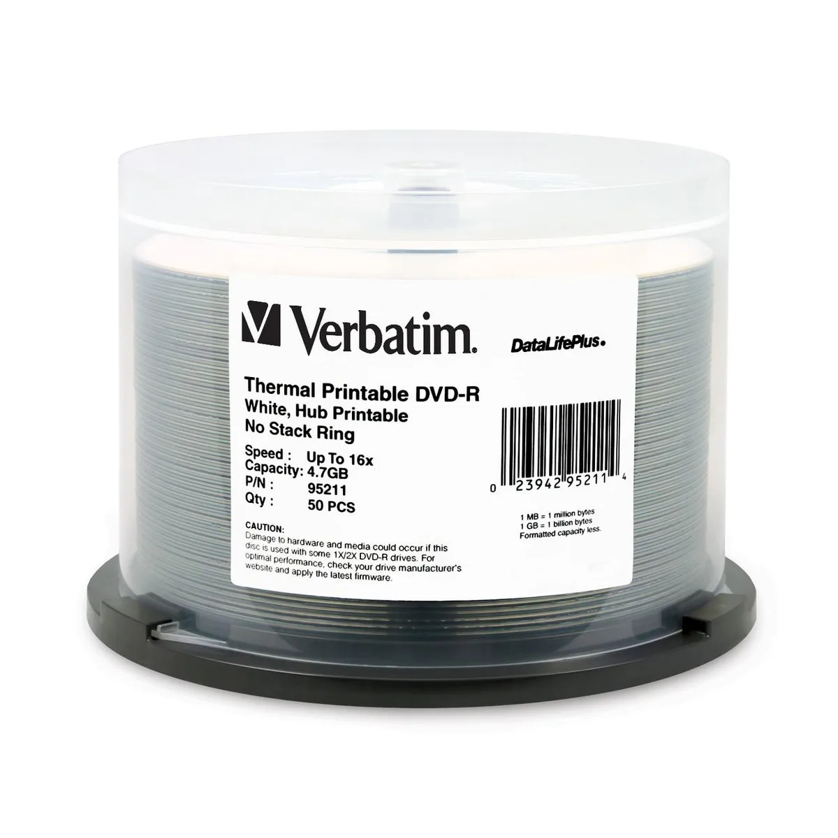 VERBATIM VERBATIM 95211 4.7GB 16X DVD-R White Thermal Printable 50 Packs — product photo