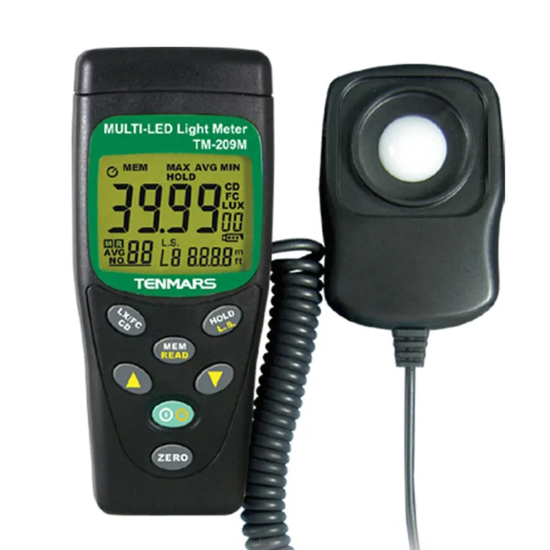 TENMARS ELECTRONICS TENMARS ELECTRONICS TM-209M LUX FC Meter Multi-Color LED Light Tester electrician tool — product photo