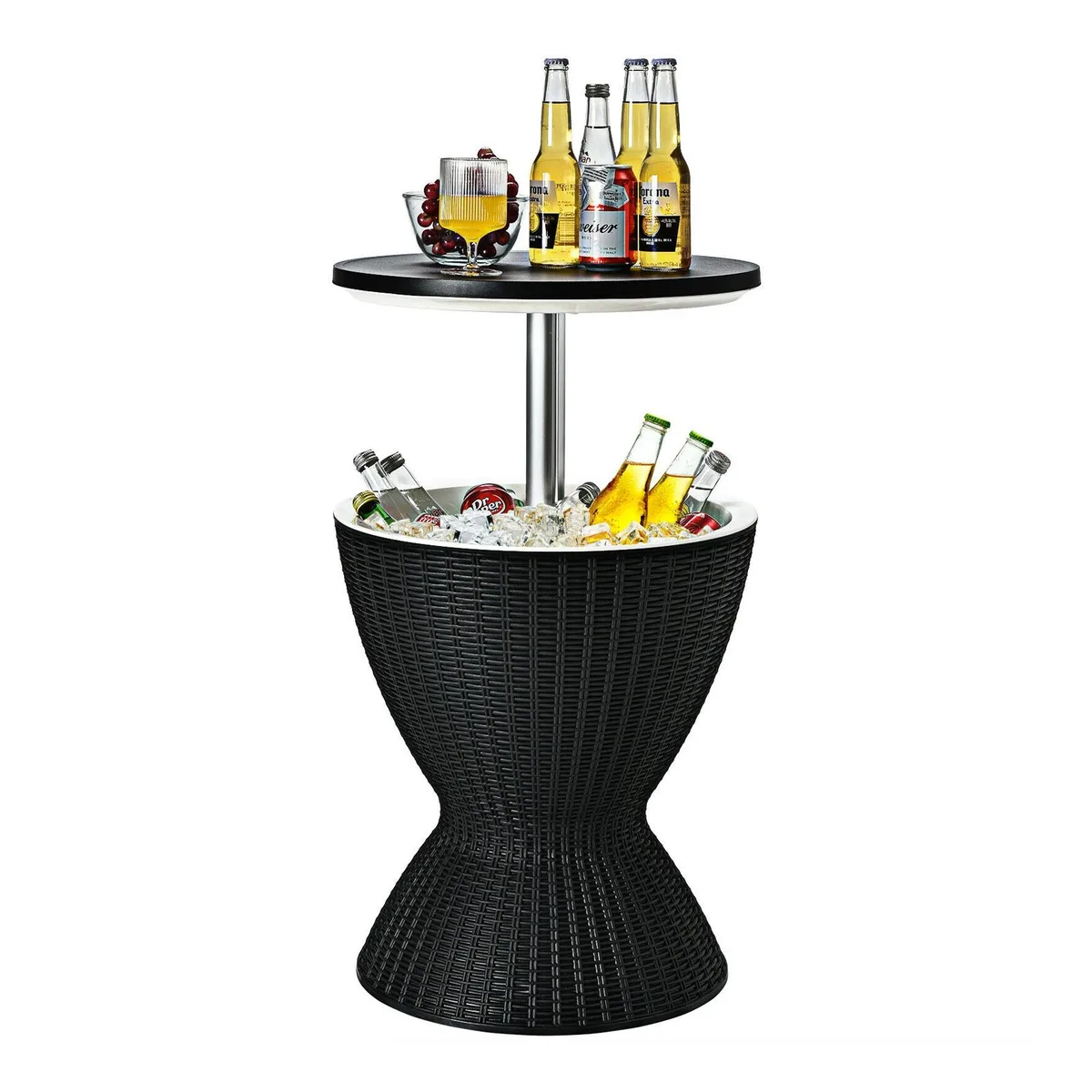 SlickBlue SlickBlue 8 Gallon Patio Rattan Cooler Bar Table Adjustable 22.5 32.5 Black — product photo