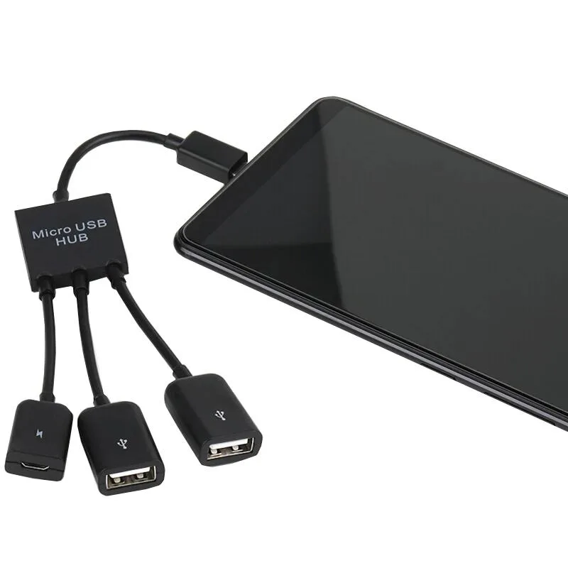 Hetai Tech Hetai Tech 3-in-1 Micro USB OTG Adapter Cable 20cm black — product photo