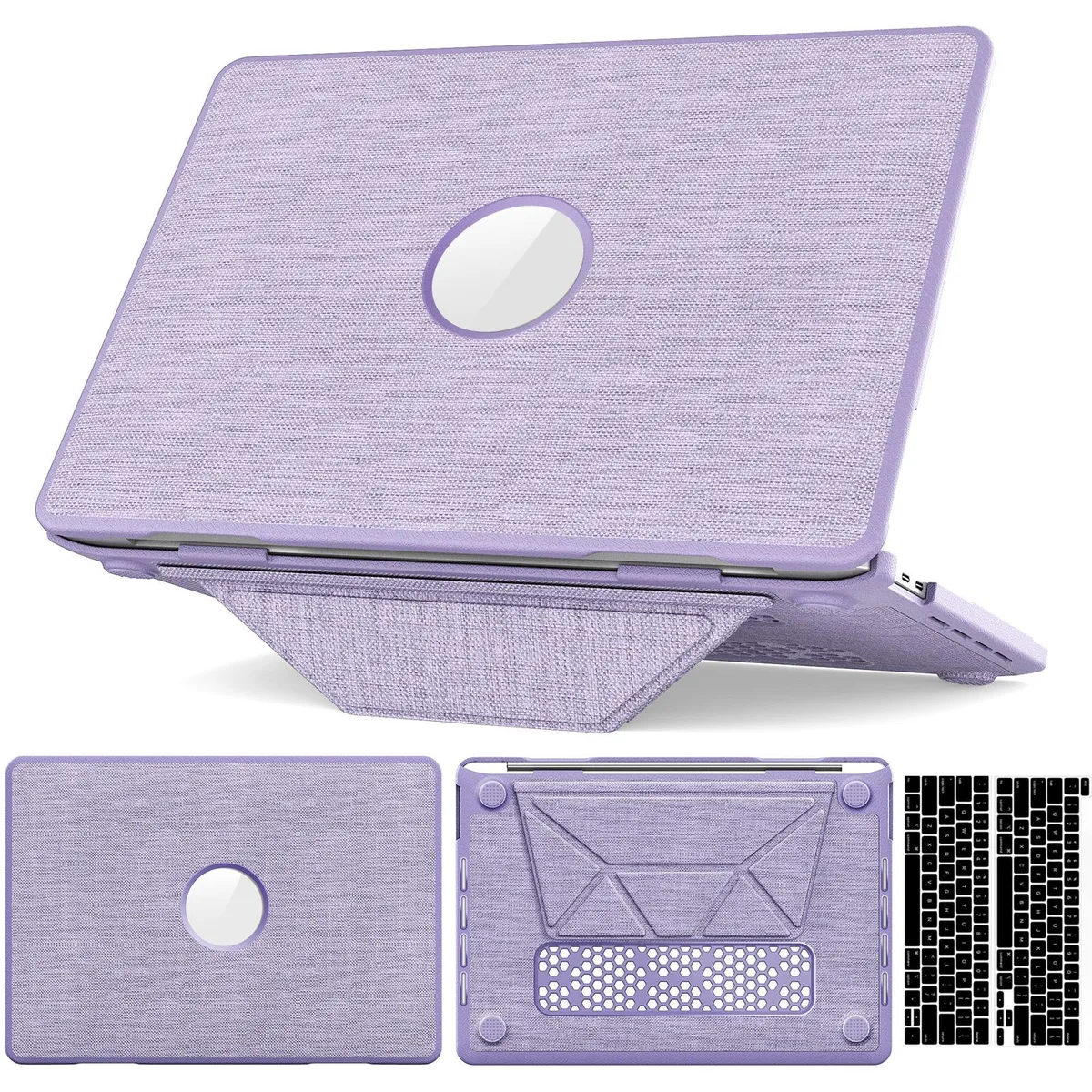 Werleo Werleo MacBook Pro 13 inch 2016-2024 Fabric Hard Shell Case with Kickstand Purple — product photo