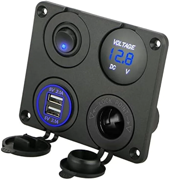 iworkmart iworkmart 4-in-1 Charger Socket Panel 12V 4.2A Dual USB Voltmeter Lighter Switch car electronics accessory — product photo