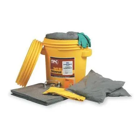 Yellow 20 gal drum spill kit with pads pillows socks goggles gloves handbook