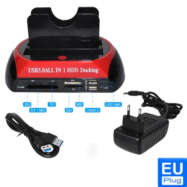 Hetai Tech Hetai Tech USB 3.0 EU plug 2.5 3.5 Inch SATA IDE Dual Slot Drive Enclosure — product photo