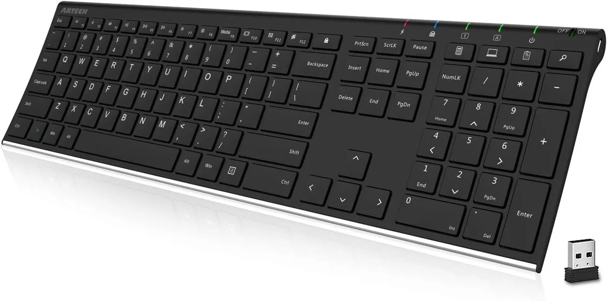 usbroway usbroway 2.4G Wireless Gaming Keyboard Stainless Steel Full Size .6in — product photo