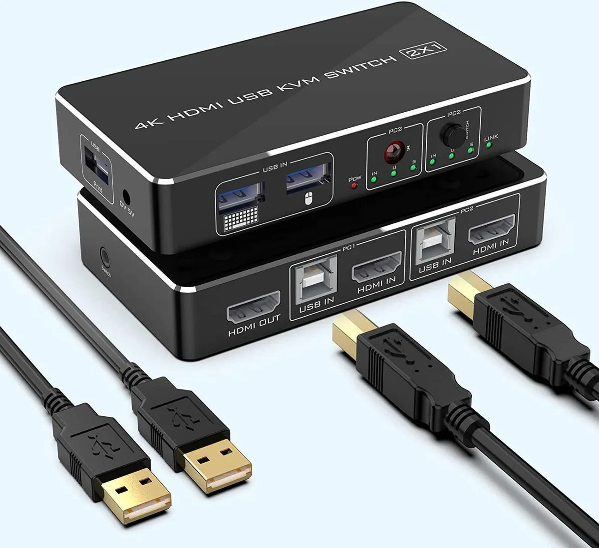 Vszerda Vszerda KVM Switch 2 Port HDMI 4K@30Hz 2 USB 2.0 Hub — product photo