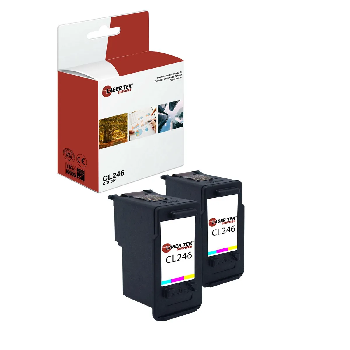 Laser Tek Services Laser Tek Services CL246 Compatible Tri-Color Ink Cartridge 2 Pack — product photo
