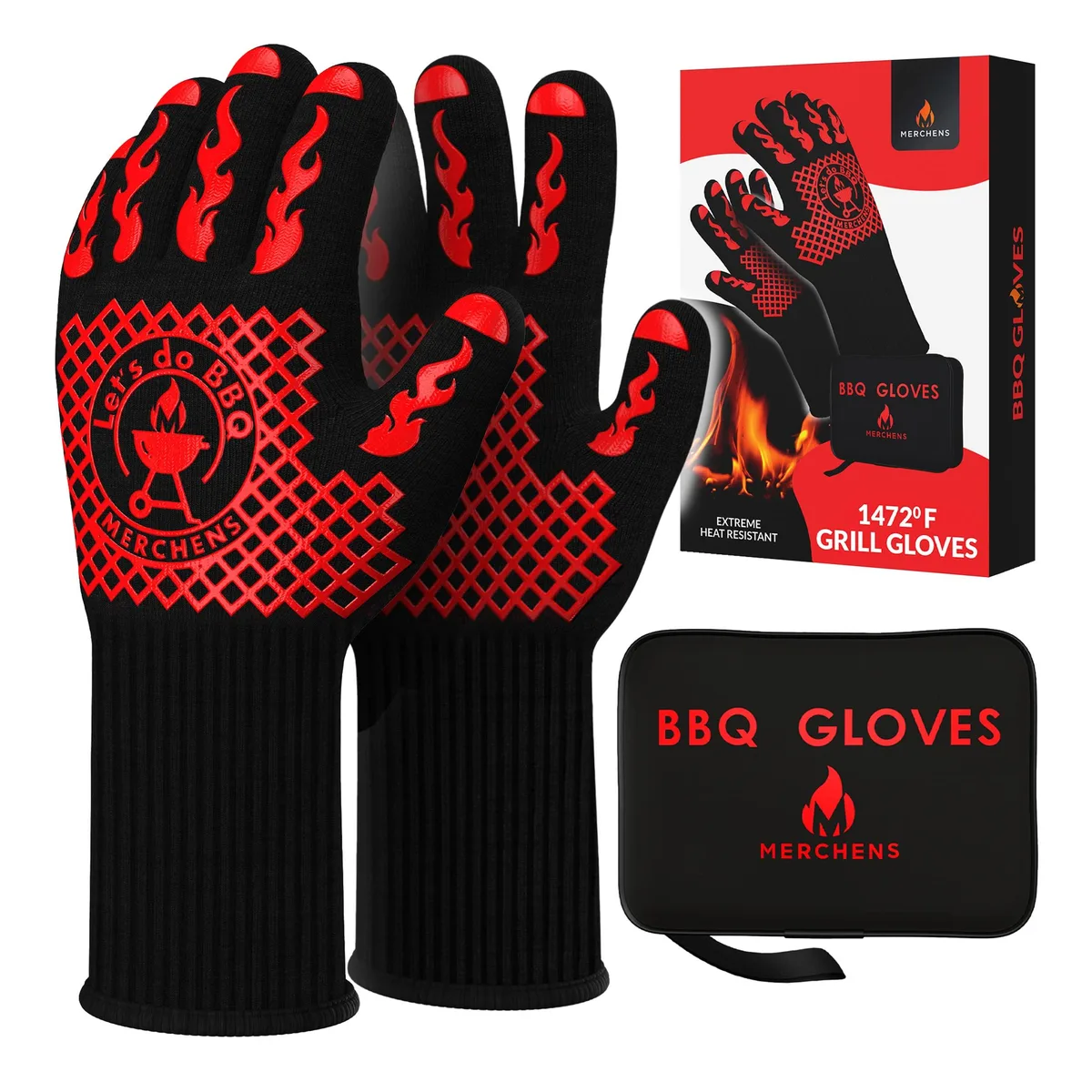  Healthy Living Pro Series Grill Gloves 1472°F Red — product photo