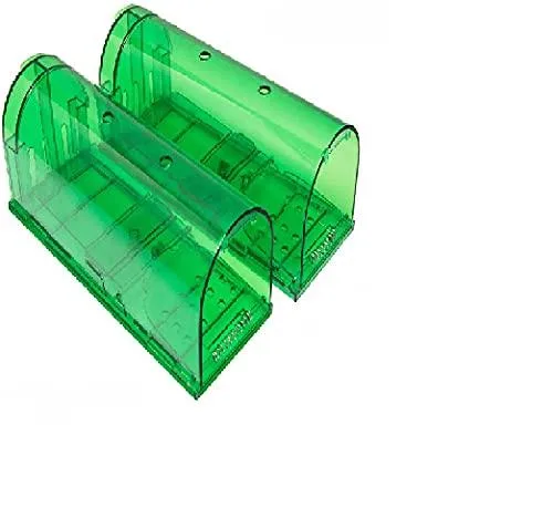 A rectangular plastic box with a spring-loaded door and air holes