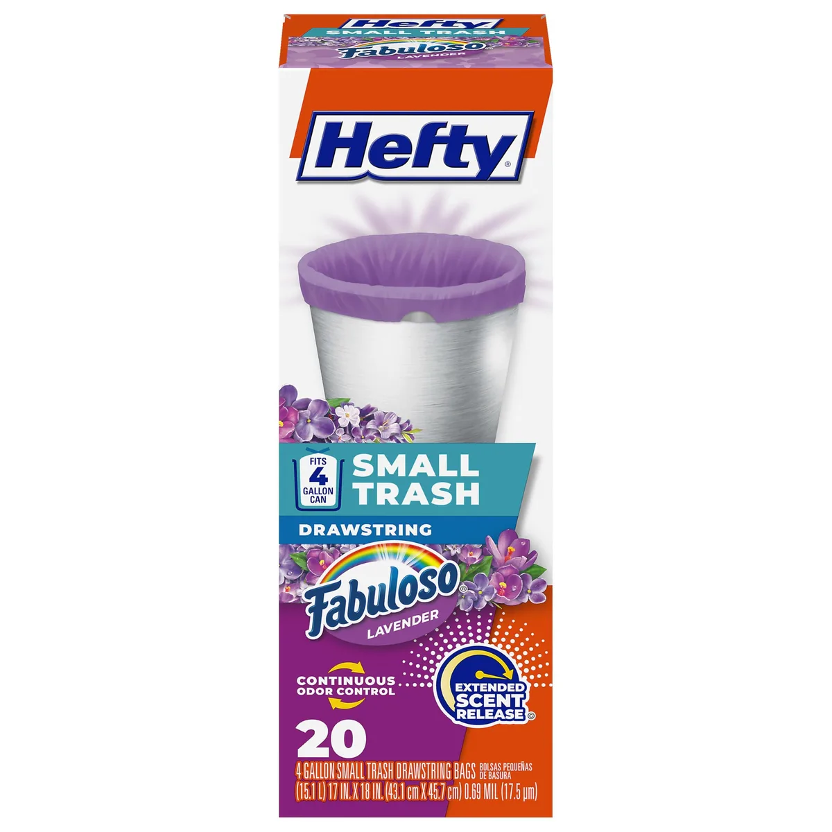 Hefty Specialty Waste Bags Purple 4 Gallon 20 Count E89088KP — product photo