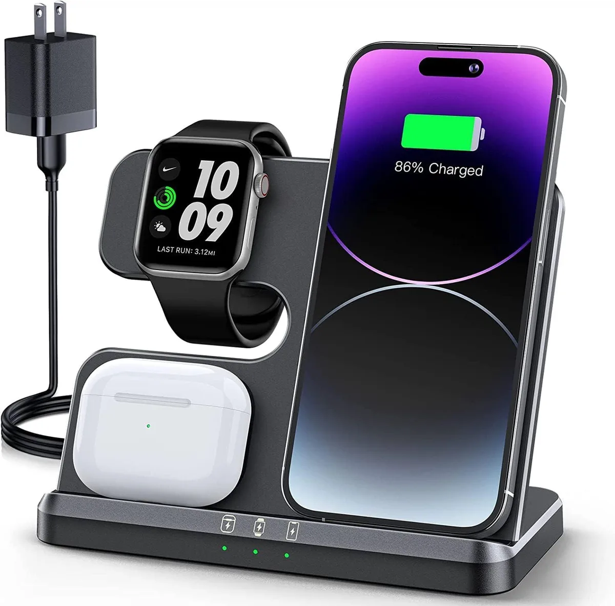 PISKEKAT PISKEKAT 3-in-1 Wireless Charging Station for iPhone, Apple Watch, AirPods — product photo