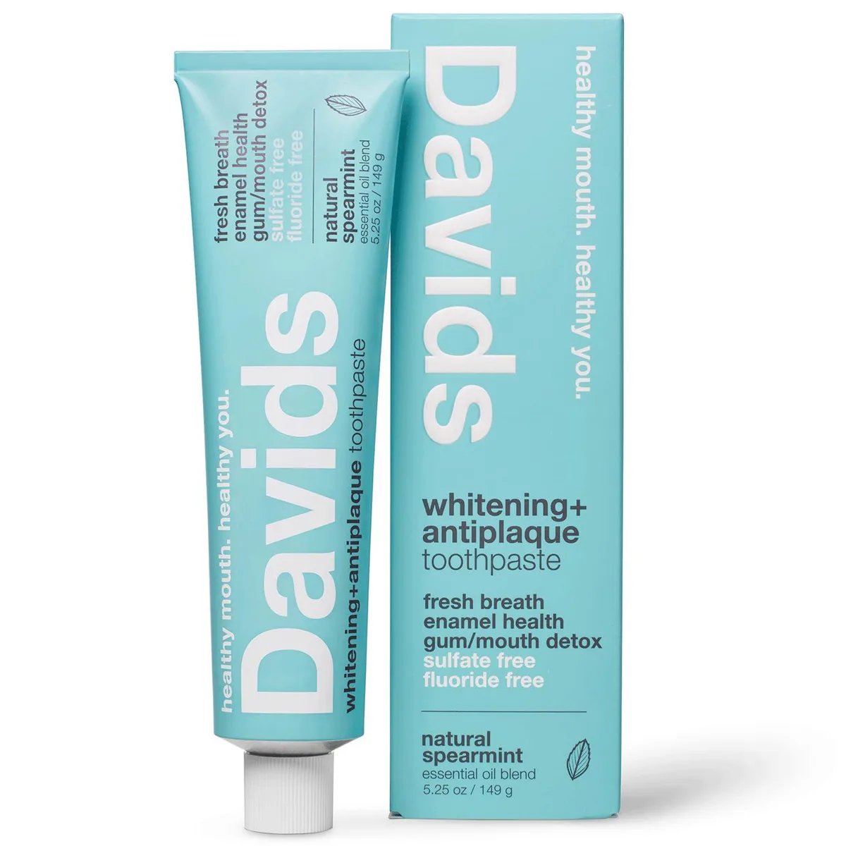 A recyclable metal tube of natural spearmint toothpaste, 5.25oz