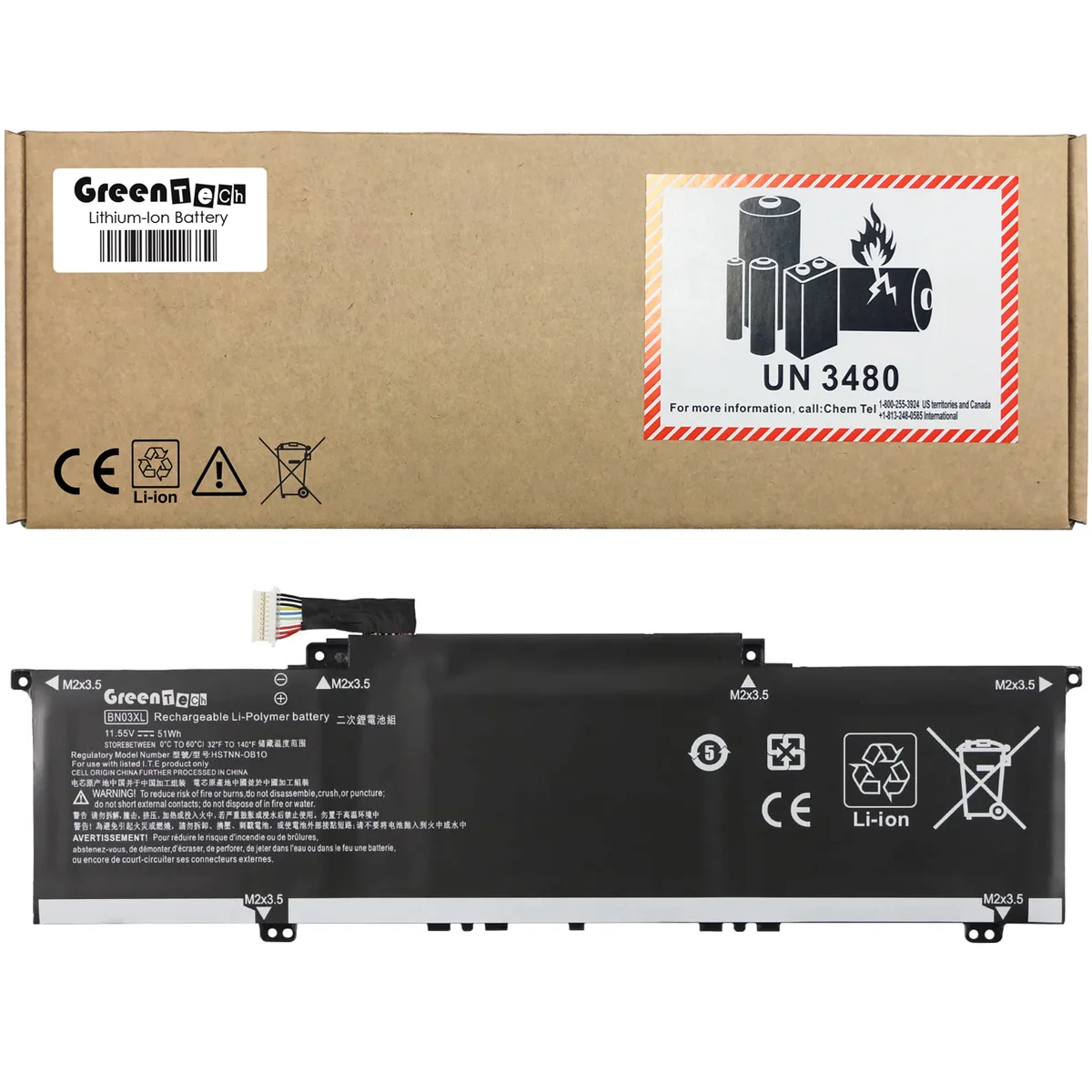 NShi NShi BN03XL 11.55V 51WHR 3-cell laptop battery — product photo