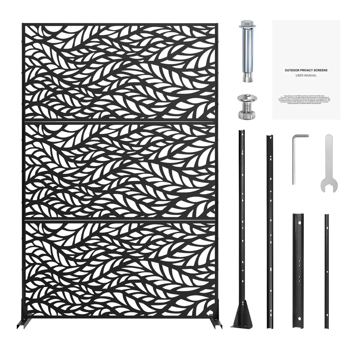VEVOR VEVOR Metal Privacy Screen 47 x 72 in 3-Panel Black — product photo