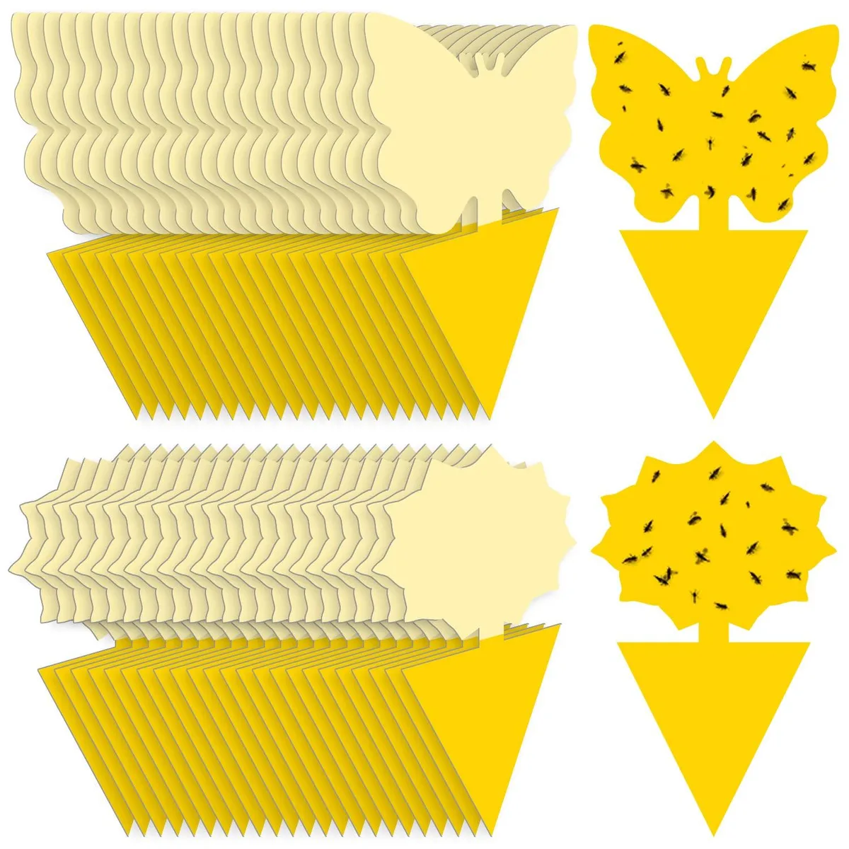 Bright yellow rectangular sticky traps in a pack of 48