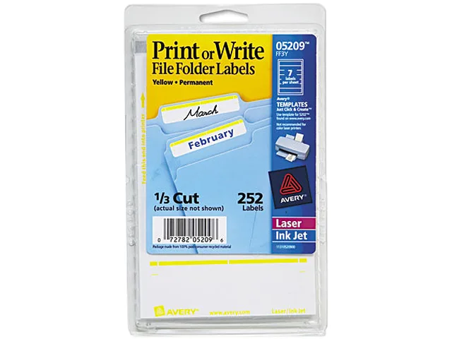Avery 5209 yellow file folder labels, 252 pack