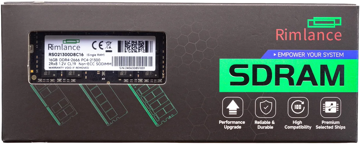 RIMLANCE RIMLANCE 16GB 1.2V DDR4 2666MHz PC4-21300 SODIMM 2RX8 laptop RAM — product photo