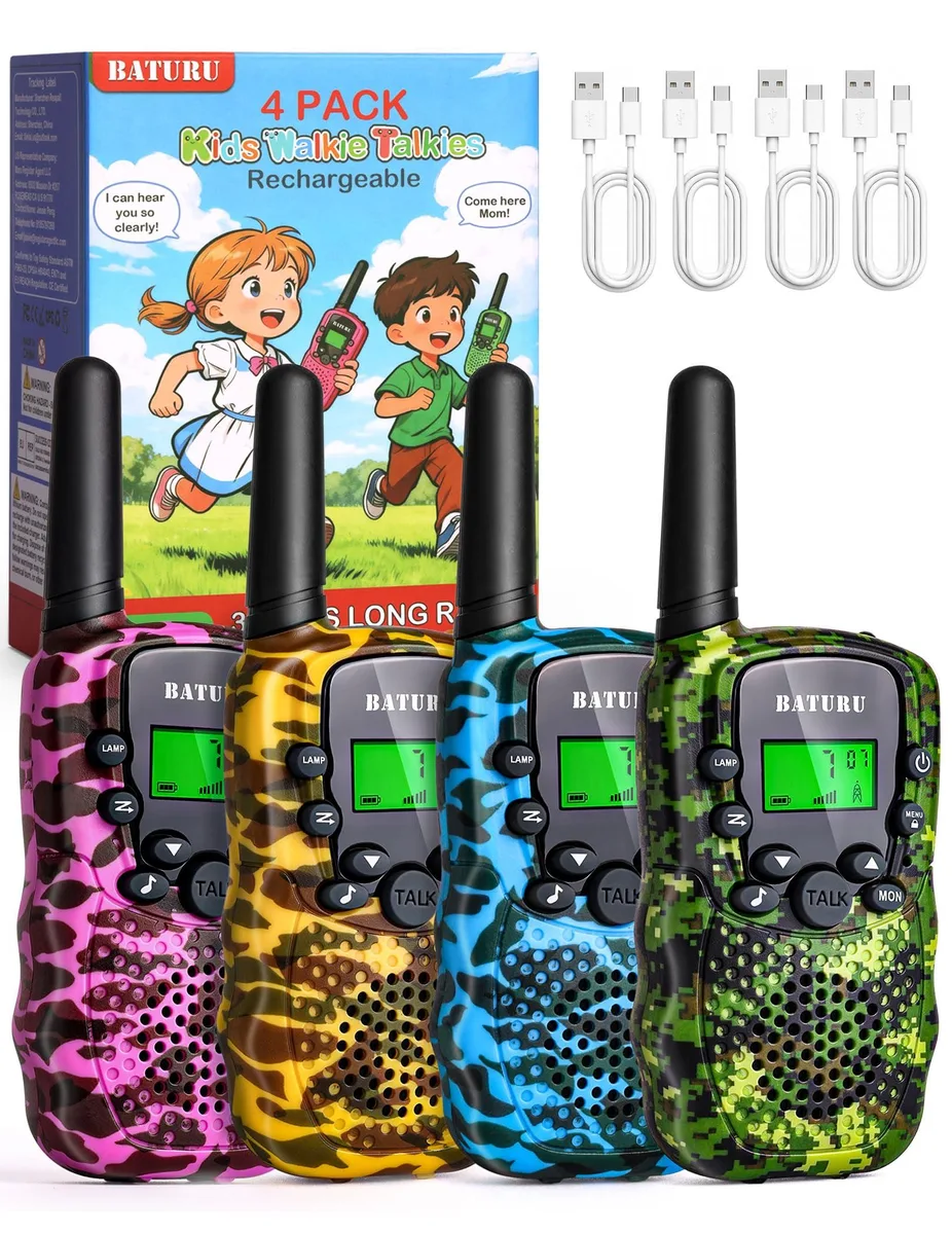  BATURU RBE10135-4-B 4-Pack Rechargeable Radios 22 Channels 99 Privacy Codes 2000mAh 48h — product photo