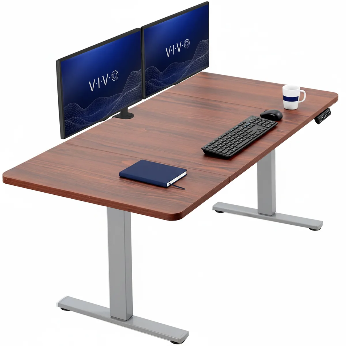 VIVO VIVO Electric Standing Desk 60 x 30 Dark Walnut Gray Frame — product photo