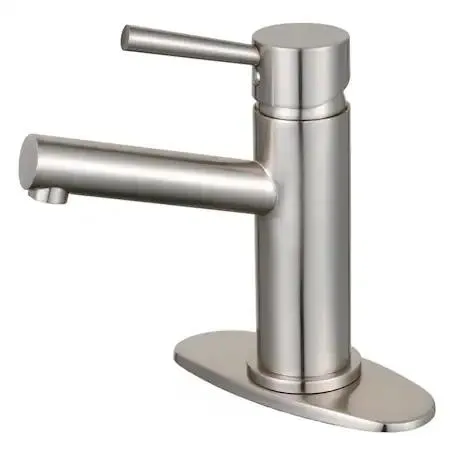 Single-handle bath faucet in brushed nickel with push pop-up drain