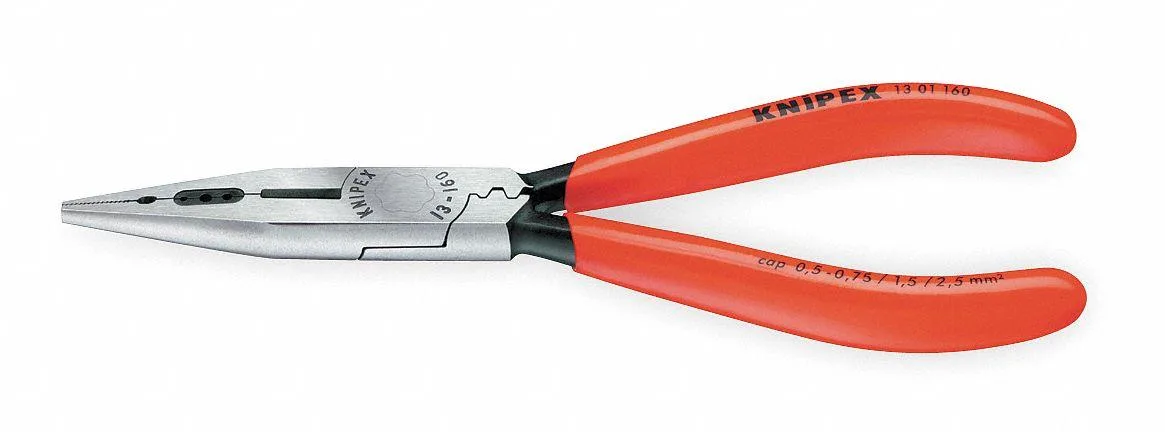 Red-dipped 4-in-1 needle-nose pliers with crimper cutter stripper functions