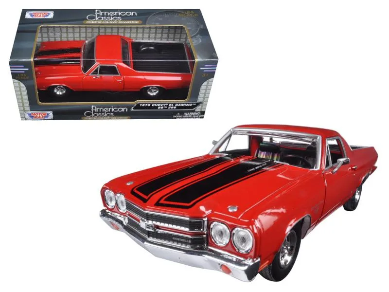 MOTORMAX MOTORMAX 1970 Chevrolet El Camino SS 396 Red with Black Stripes 1/24 Diecast Model Car — product photo