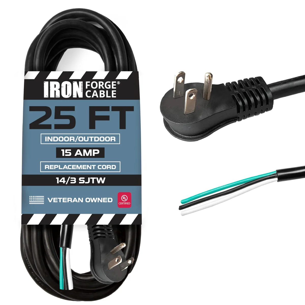  Iron Forge Cable 14 Gauge 25ft 15A Flat Plug Power Extension Cord — product photo