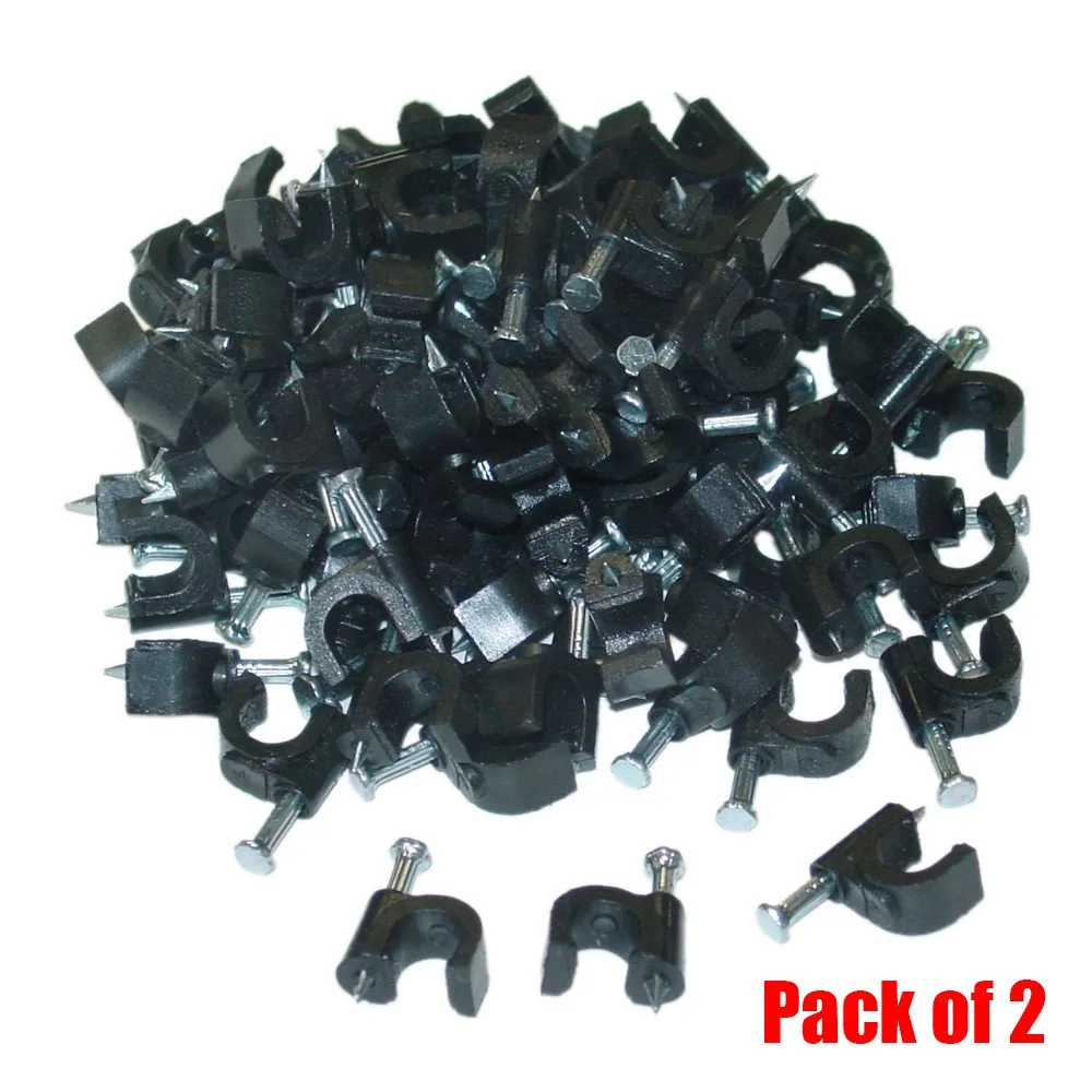 Amamax Amamax Cable Clip Black RG6 Pack of 2 100 pieces — product photo