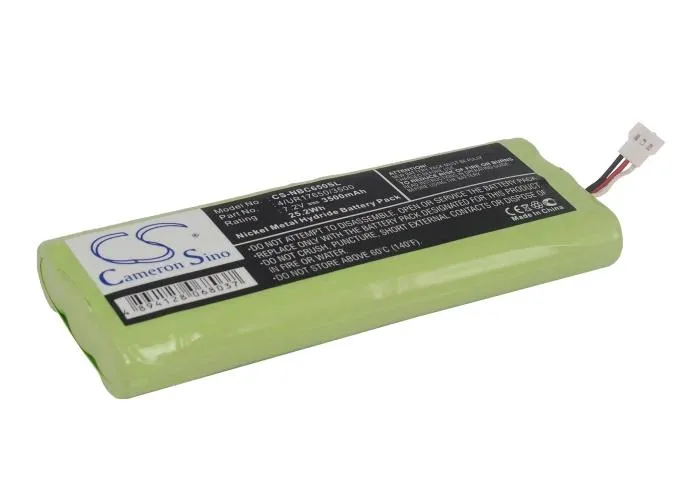 Rectangular black battery pack with label visible