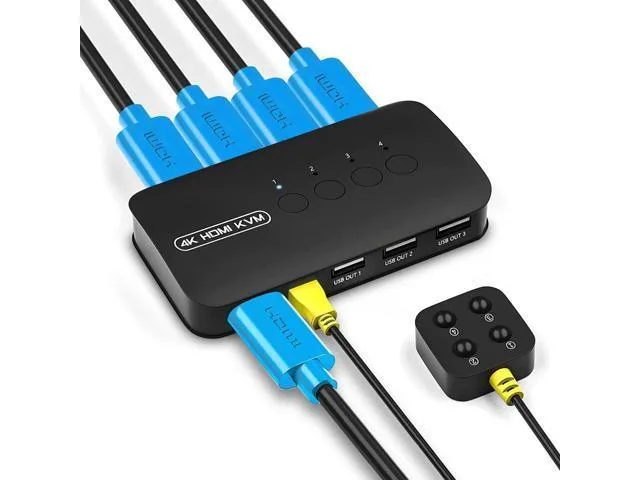 LORDWORLD LORDWORLD 4 Port HDMI KVM Switch 4K@30Hz 4 Cables — product photo
