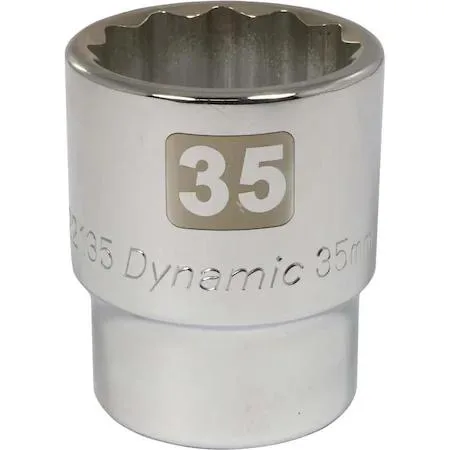 3/4 inch drive 35mm 12 point chrome socket with knurled ring and laser etched markings
