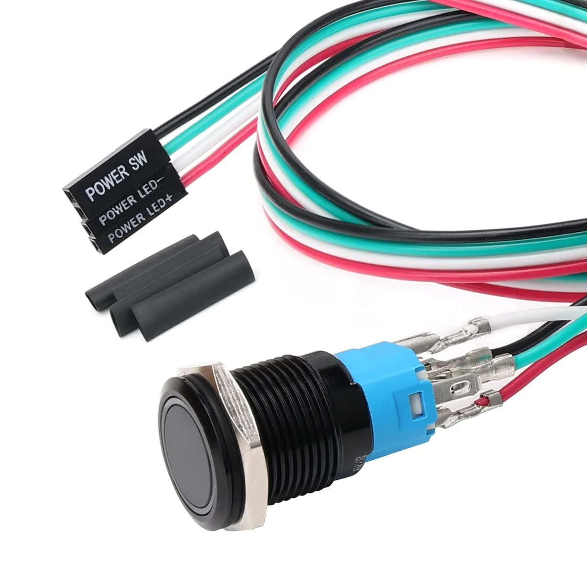 STARELO 16mm PC Power Button Blue LED 60cm Wire IP65 — product photo