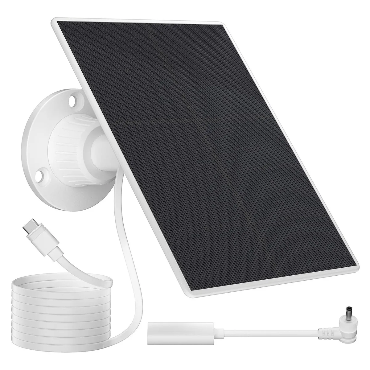 White rectangular solar panel 7.5 by 9 inches with 13ft cable and 360 bracket