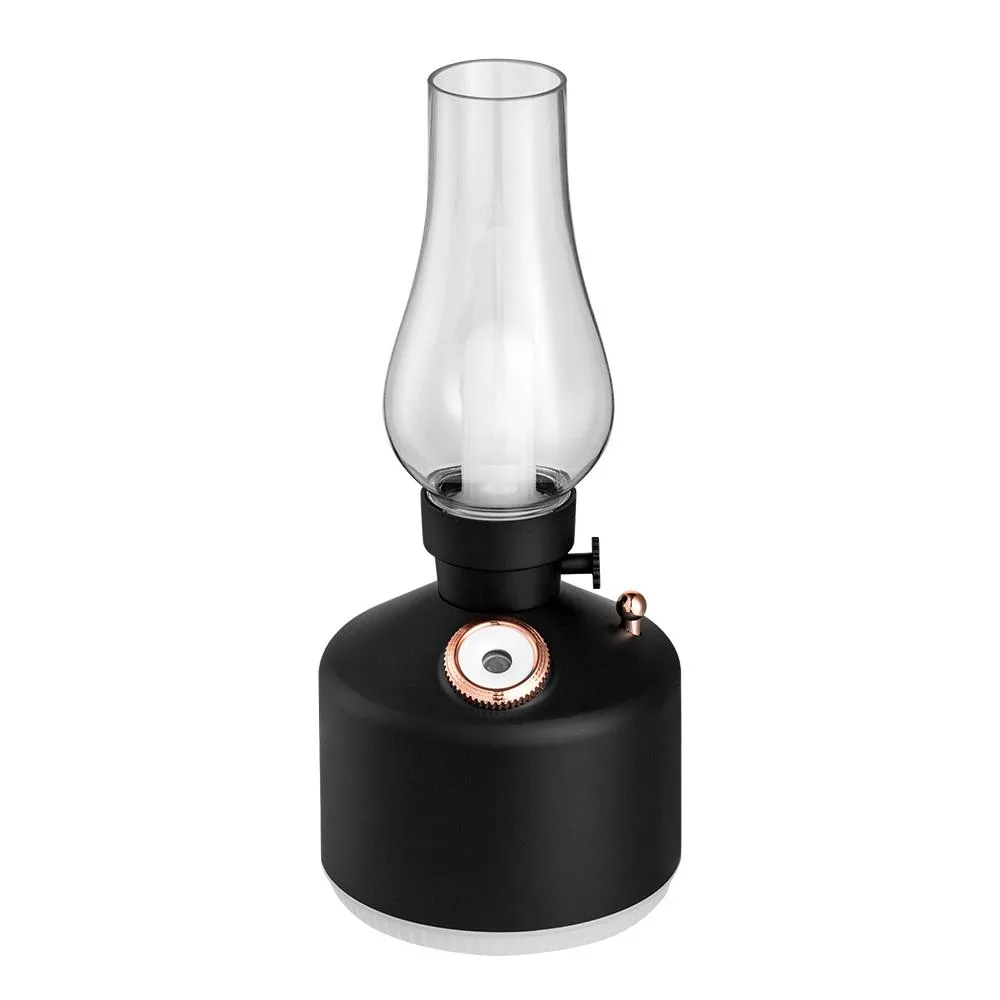Compact white retro lamp humidifier with Type-C port and adjustable warm light