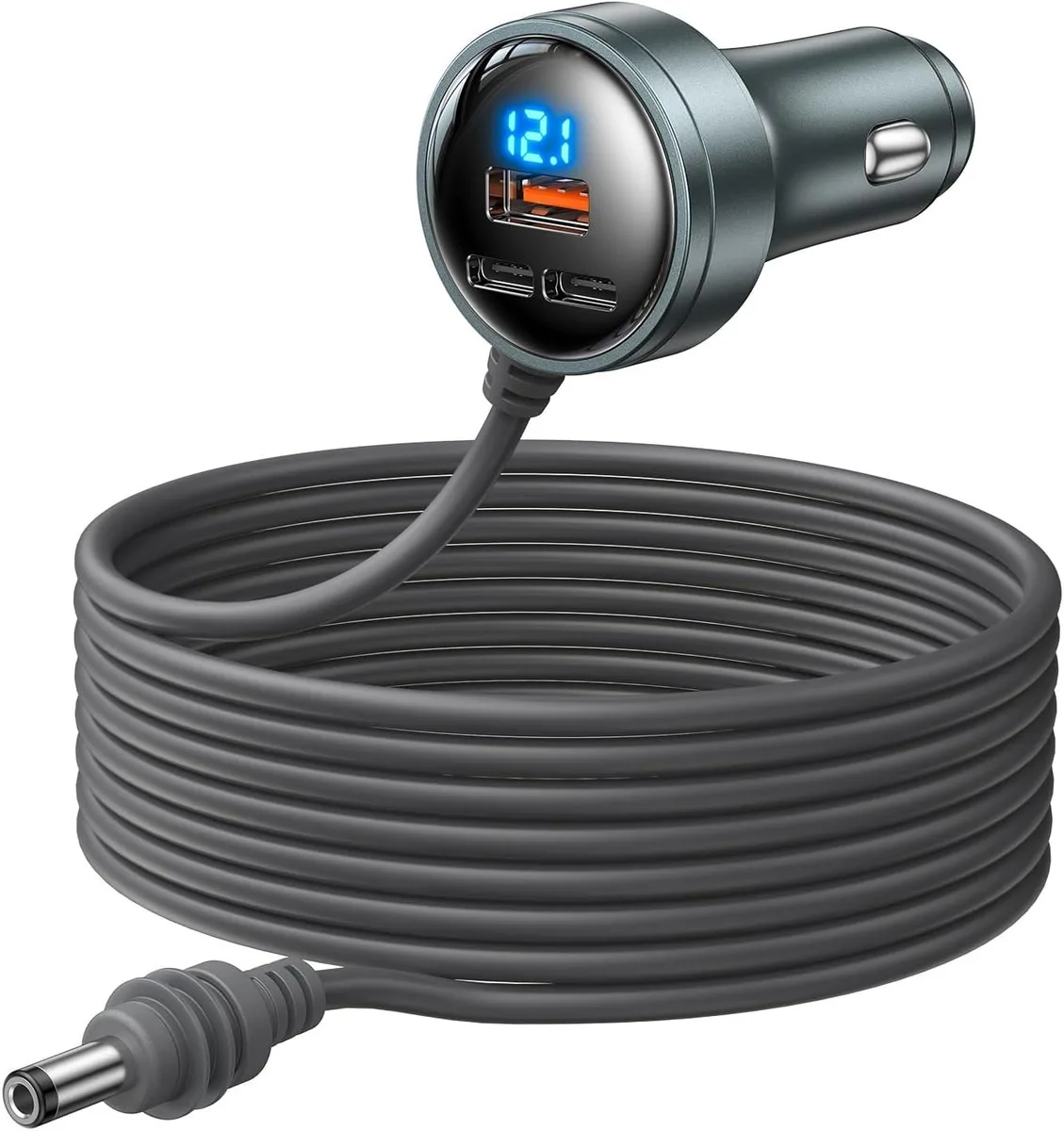 Hamzan Hamzan Starlink Mini 10FT DC Car Cable 4-in-1 12-24V USB-C PD45W USB-A 18W Digital Display 18AWG — product photo