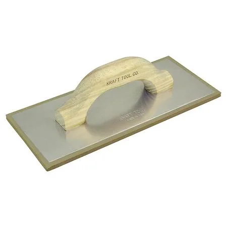 Rectangular grout float with synthetic rubber blade and wooden handle, 11 1/2 inches long