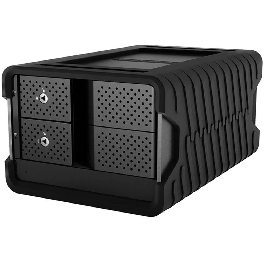 Black desktop RAID enclosure with two drive bays