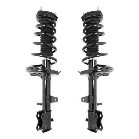 Unity rear complete strut assembly kit, pair of silver metal struts with coiled springs and top mounts, new condition