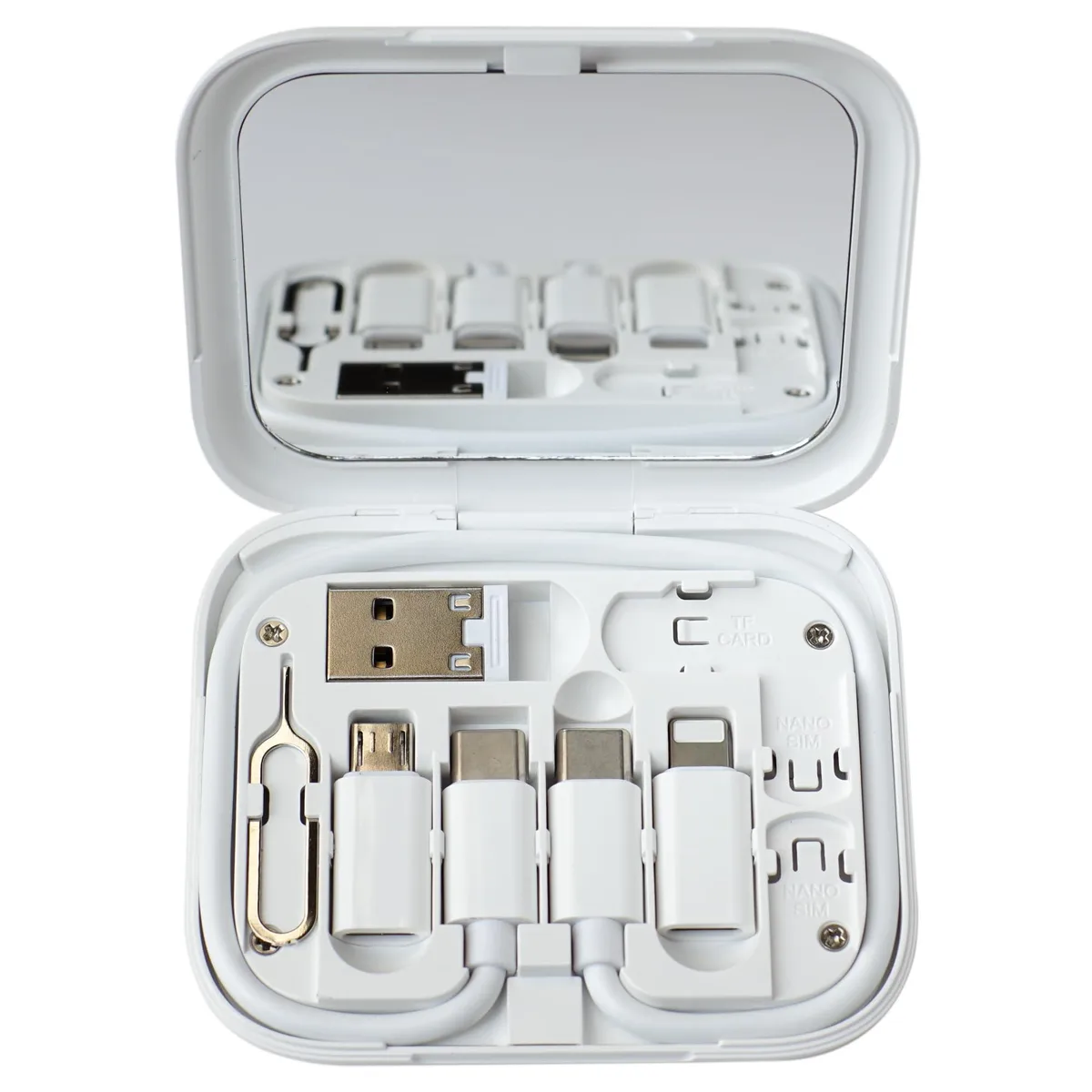 USB C to C Cable Kit with Adapters, Mirror, SIM Slots White 6 ft — product photo