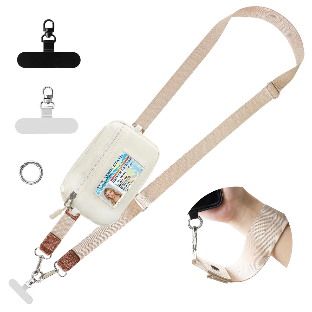  Viator Gear Clip and Go Phone Strap Wallet Crossbody Black RFID Blocking Adjustable 43 to 62 inch .2mm Tabs — product photo